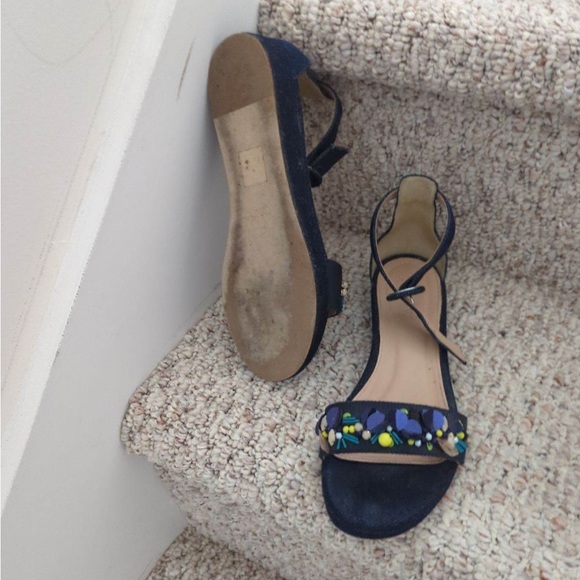 J Crew Embellished Platform Sandals size 7 in Navy - Picture 4 of 4